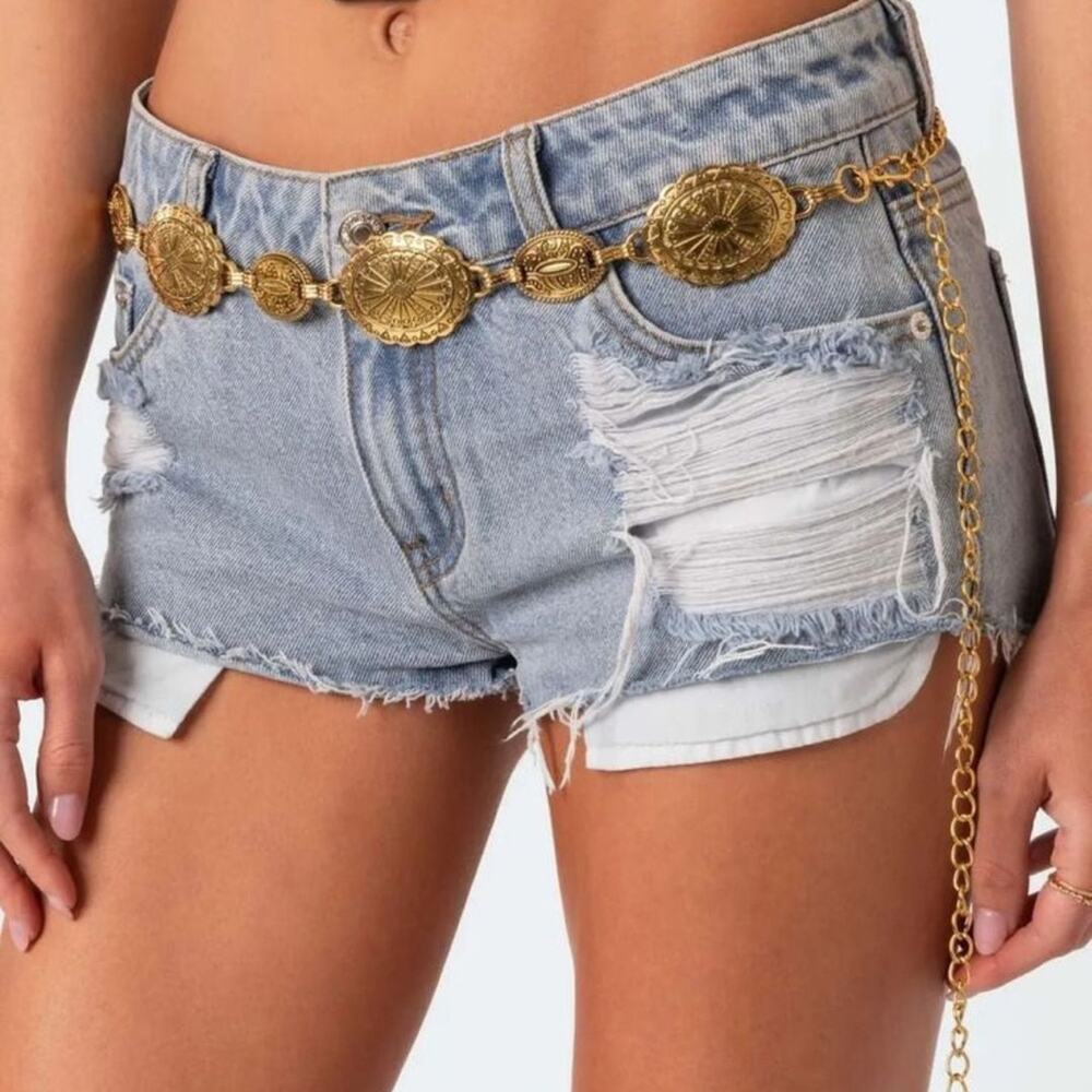 Bohemian Gold Tone Medallion Chain Belt - Picture 2 of 13